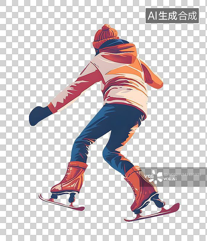 【AI数字艺术】冬季运动滑冰插画图片素材