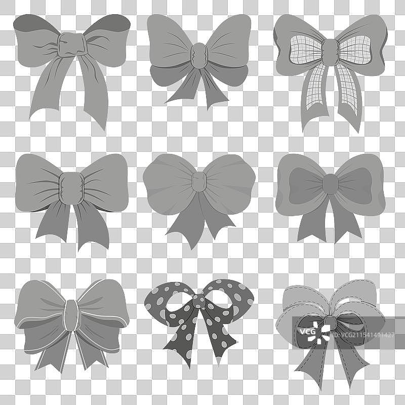 黑白蝴蝶结剪影图标集图片素材