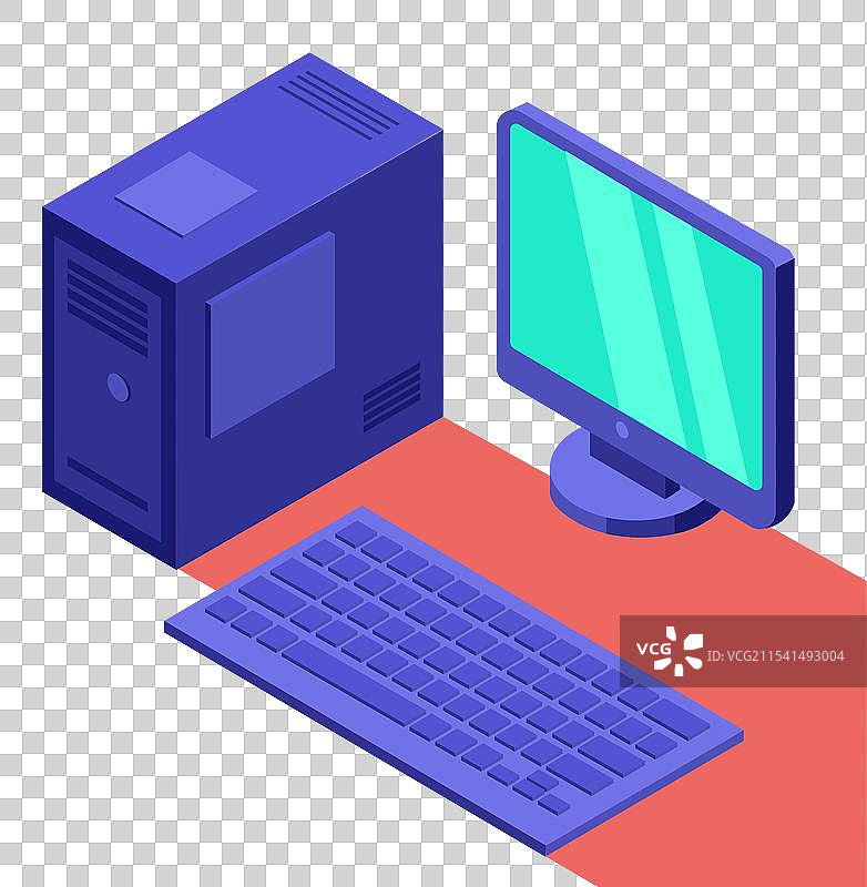 等距电脑显示器和键盘图片素材