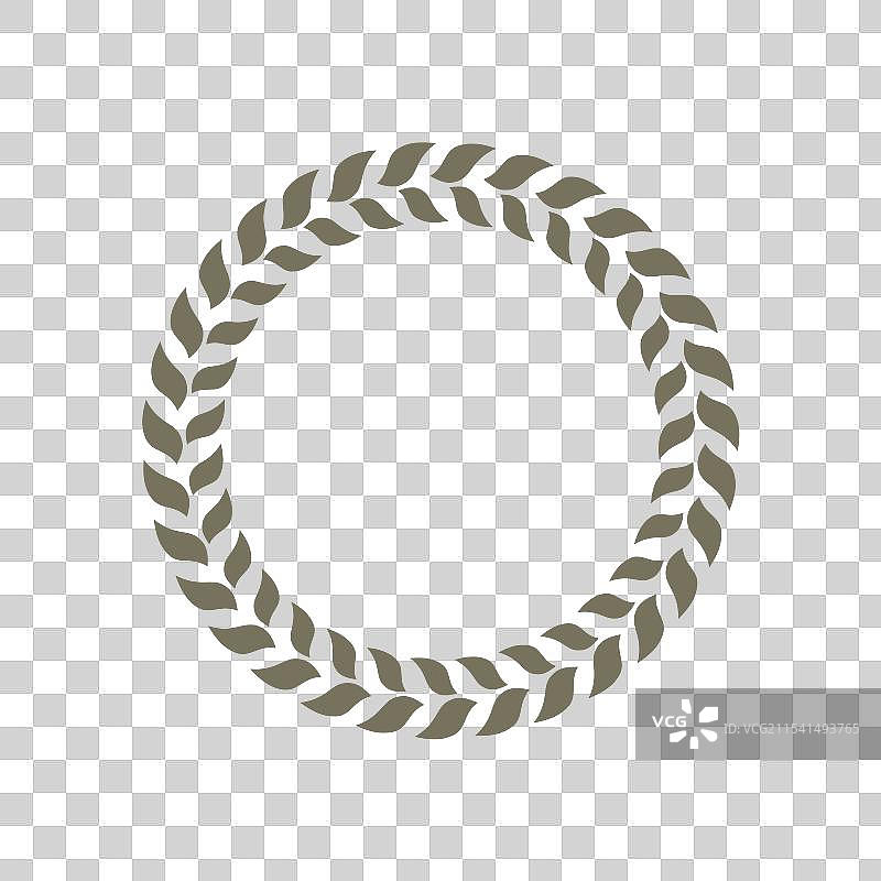 现代自然叶子月桂圆形边框图片素材
