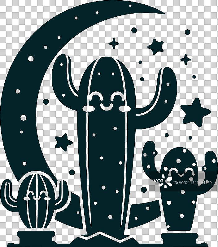 一只大眼睛的快乐卡通仙人掌图片素材