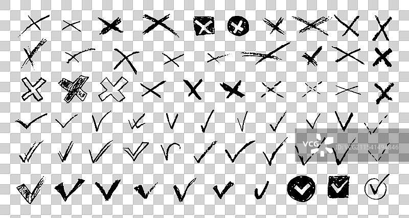 待办事项或投票用的勾选和叉号集合图片素材