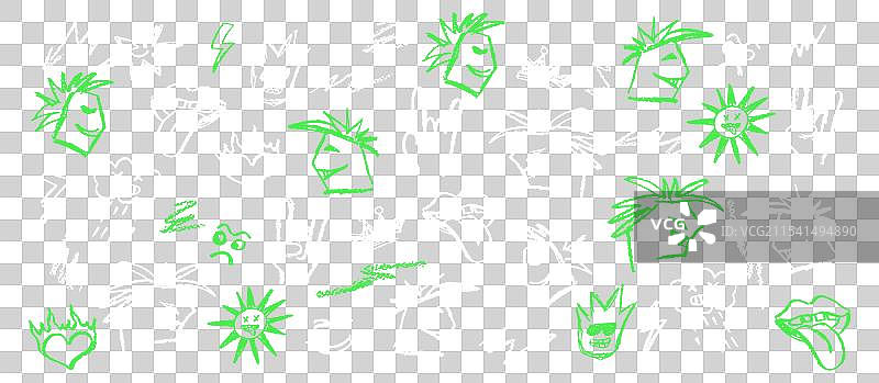 酸绿色黑板上的颓废摇滚乐队图片素材