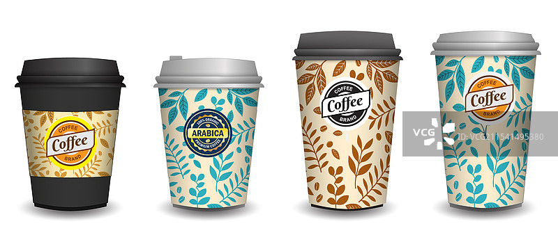 一套空白一次性咖啡杯图片素材