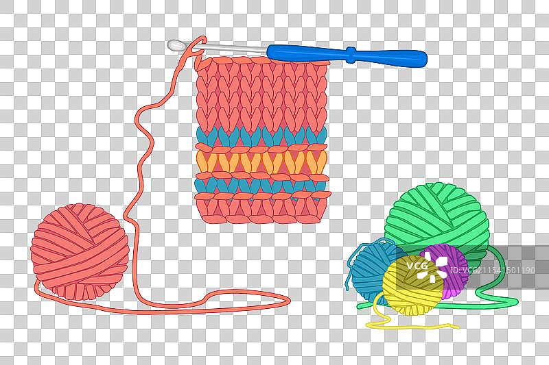 毛线球和钩针图片素材