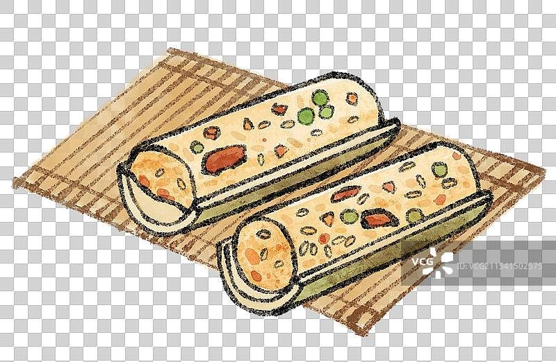 广西南宁美食国风插画-竹筒饭图片素材