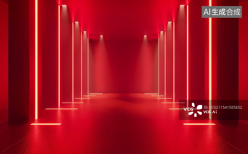 【AI数字艺术】红色产品展示空间图片素材