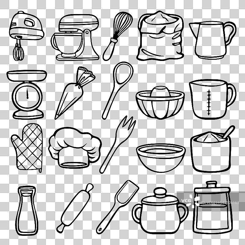 厨房工具烹饪图标集图片素材