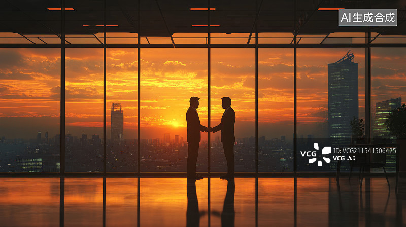 【AI数字艺术】商人在城市里握手图片素材