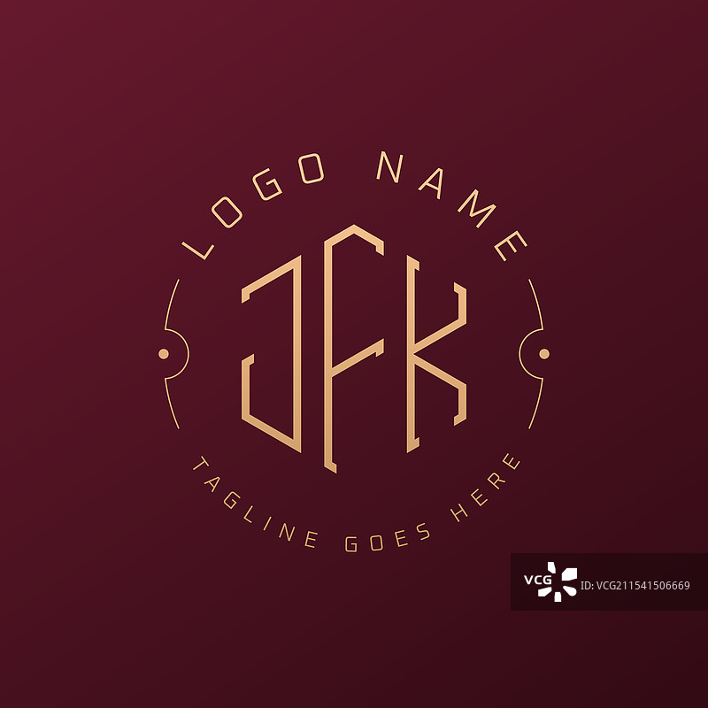 奢华的JFK标志设计，优雅的字母JFK图片素材
