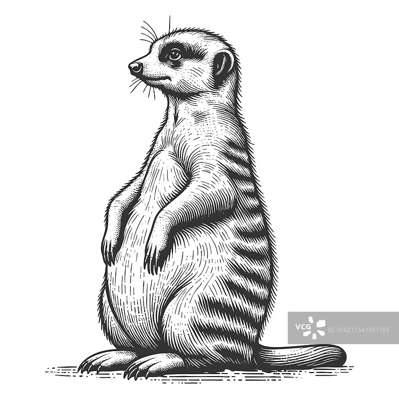 丰满的狐獴雕刻素描图片素材