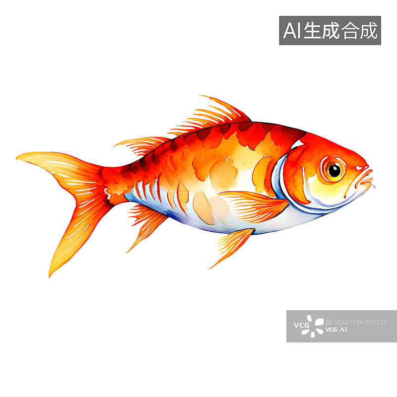 【AI数字艺术】白色背景下的金色的鱼图片素材