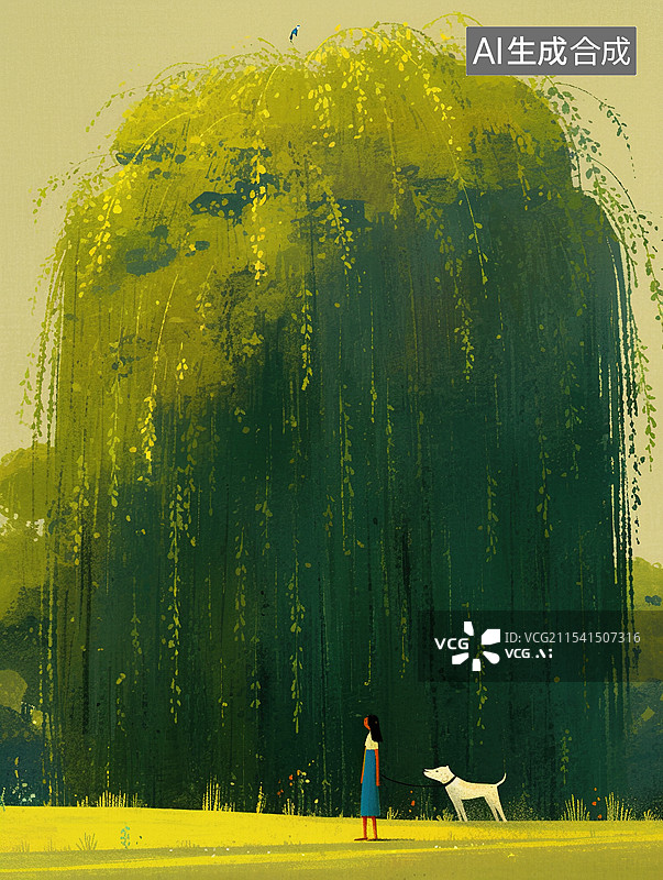 【AI数字艺术】夏天的柳树柳枝图片素材