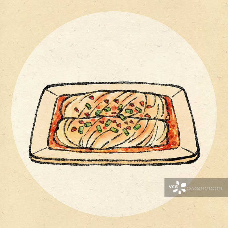 广西南宁美食国风插画-卷筒粉图片素材