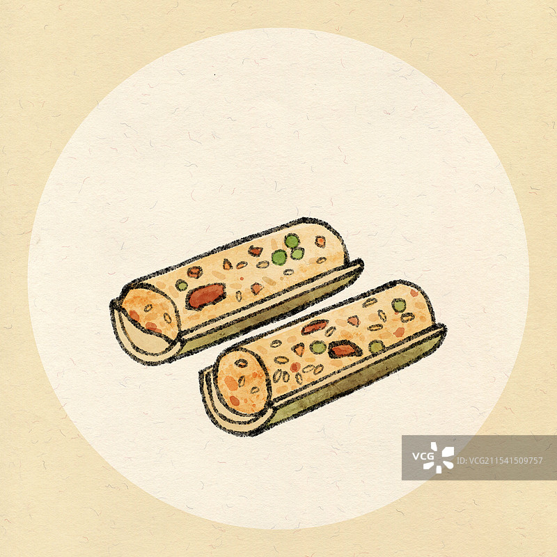 广西南宁美食国风插画-竹筒饭图片素材
