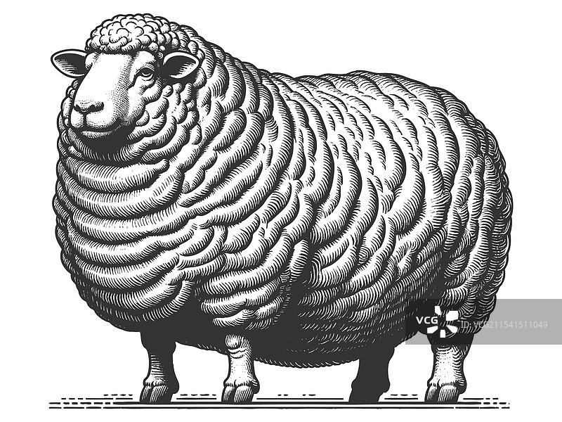 带有羊毛纹理的羊雕刻图片素材