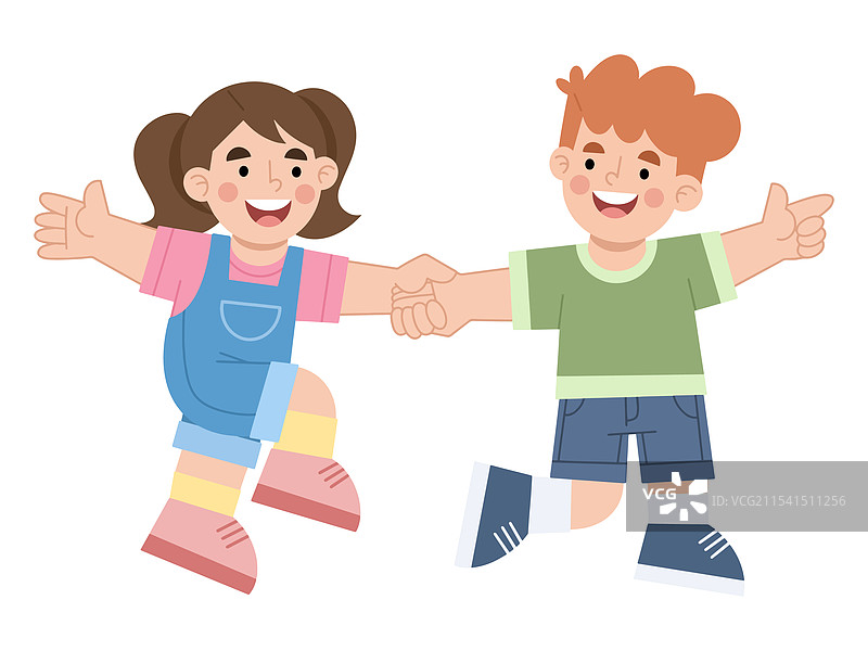 男孩和女孩手牵手奔跑图片素材
