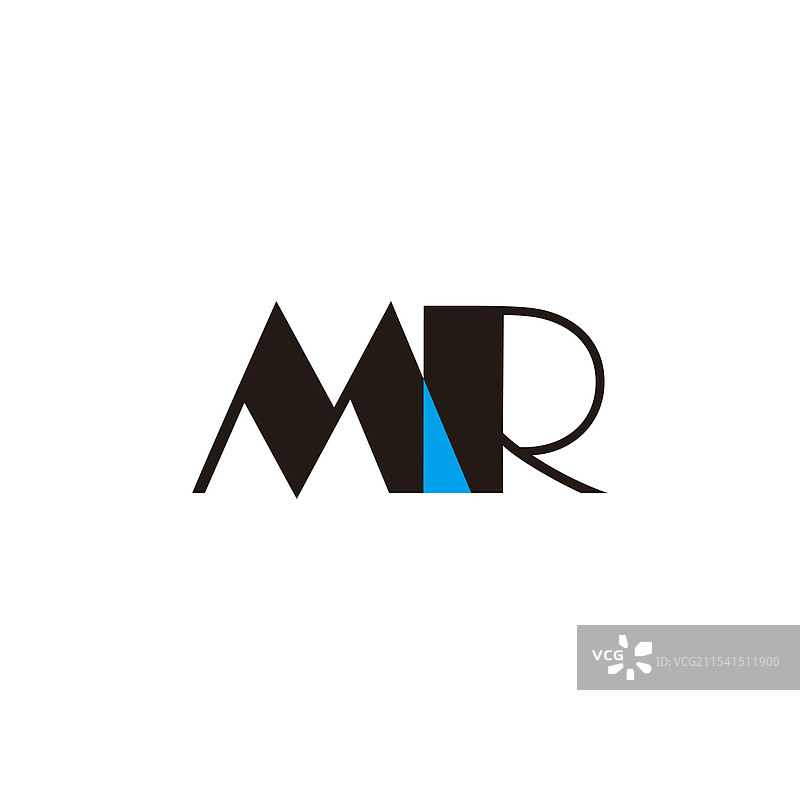 简单的字母MR，链接的粗体字体，简单的标志图片素材