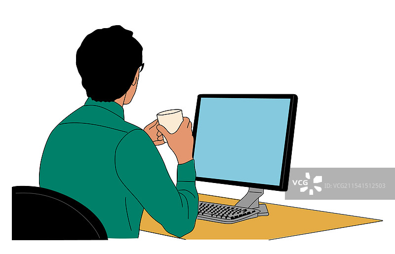 商务人士坐在桌子前使用笔记本电脑图片素材