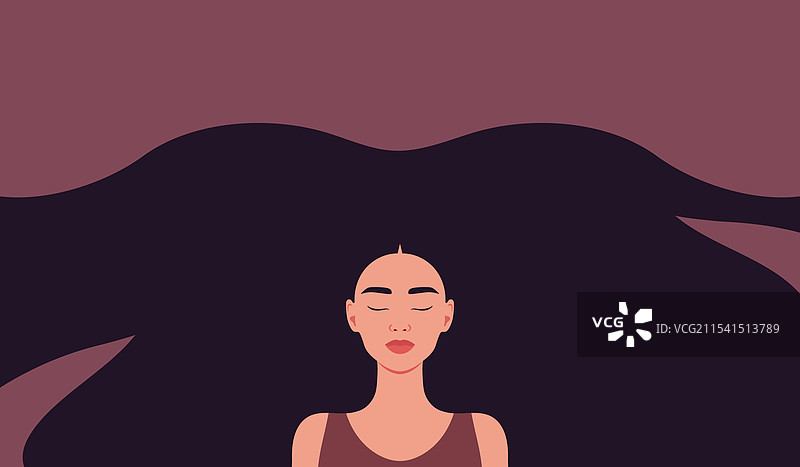 美丽的亚洲女性，长发飘逸图片素材