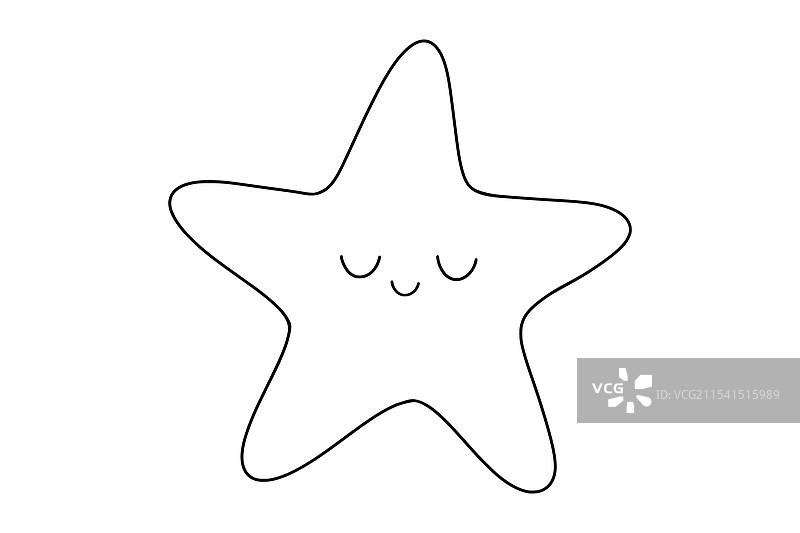 可爱的海星轮廓卡通海洋动物图片素材