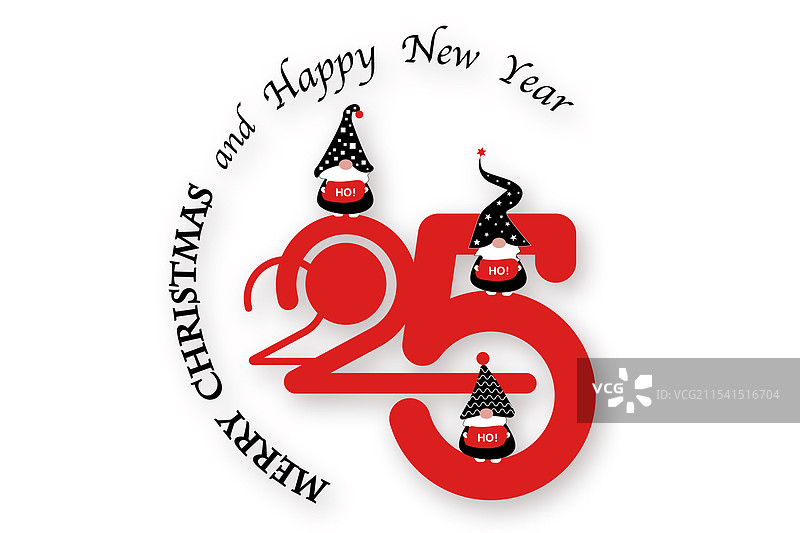 2025新年与魔法圣诞侏儒标志图片素材