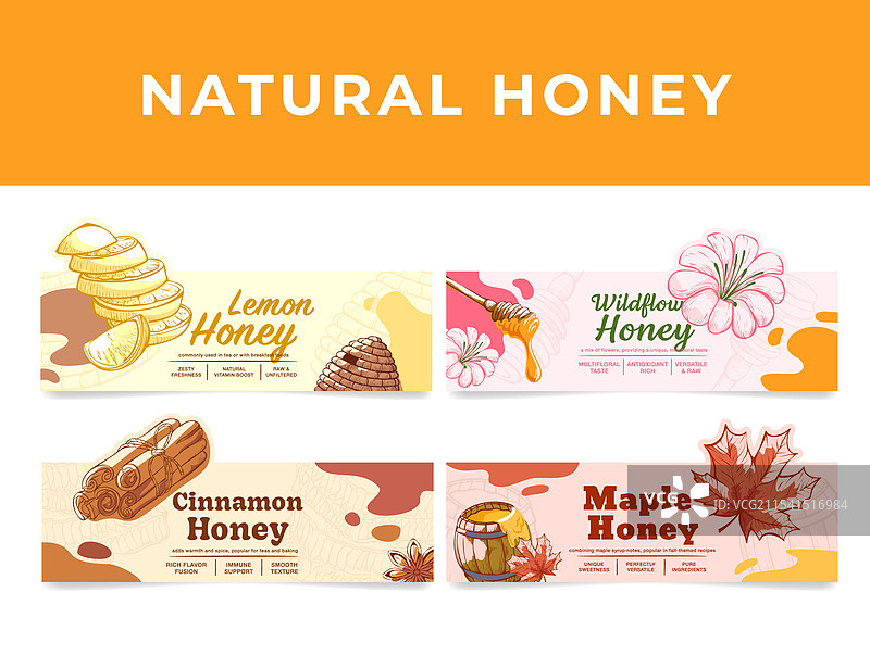 天然蜂蜜柠檬野花肉桂枫糖图片素材