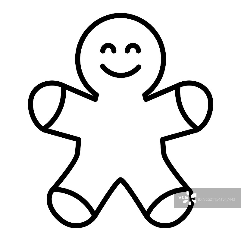 姜饼人线条图标，可编辑的线条图片素材