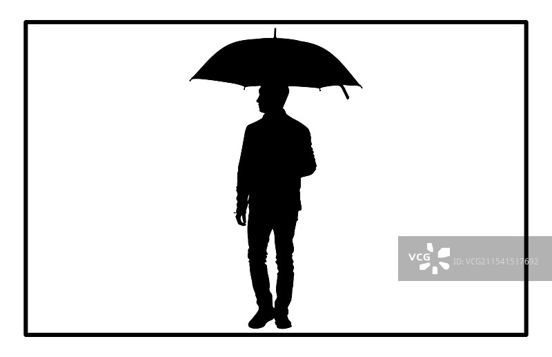 撑伞男人的剪影艺术图片素材