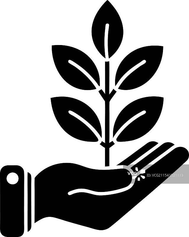 手中植物芽图标线条填充设计图片素材