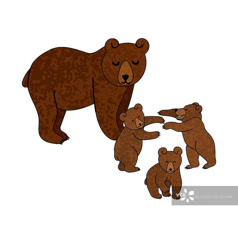 五彩斑斓的熊与幼崽图片素材