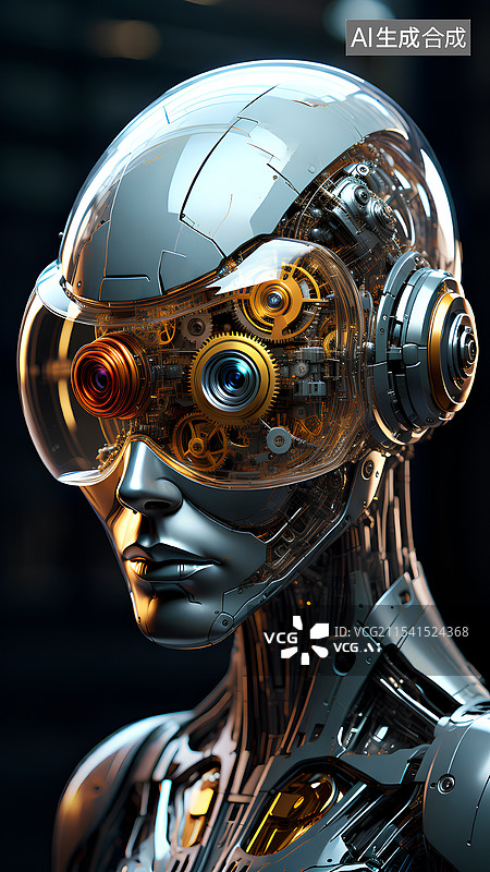 【AI数字艺术】创意设计插画 人造齿轮机器人图片素材