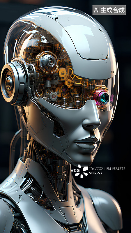 【AI数字艺术】创意设计插画 人造齿轮机器人图片素材