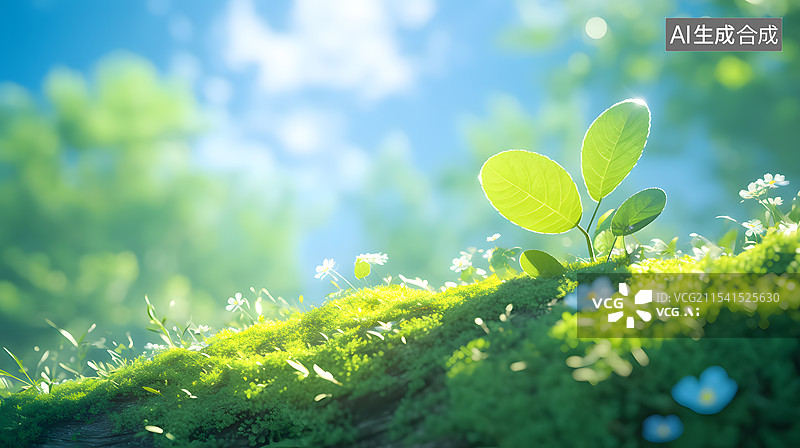 【AI数字艺术】植物生长发芽卡通插画图片素材