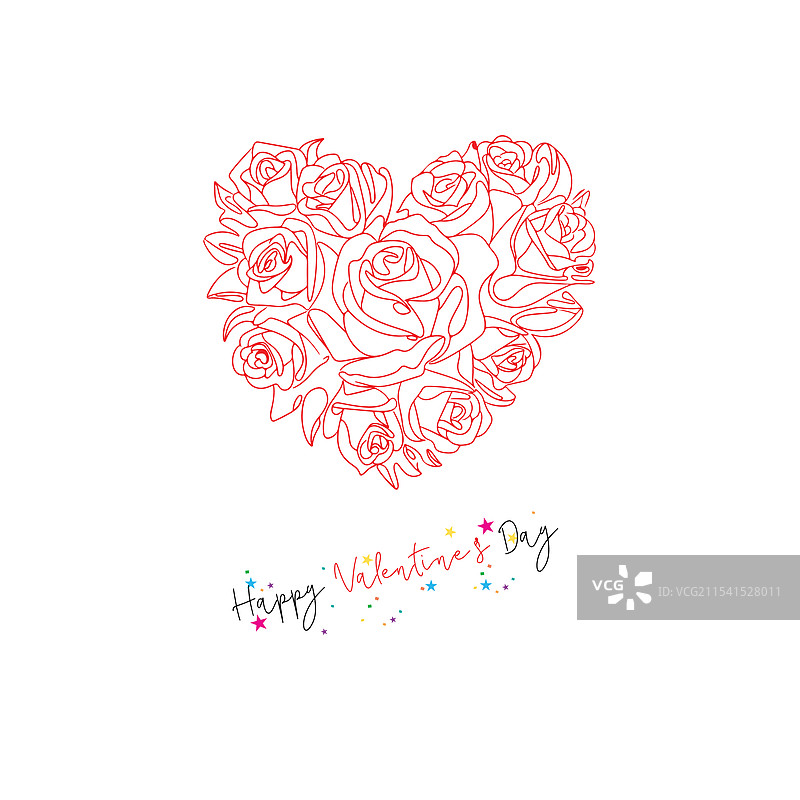 情人节玫瑰的手绘图图片素材
