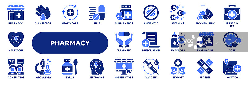 药房和医学的实心图标图片素材