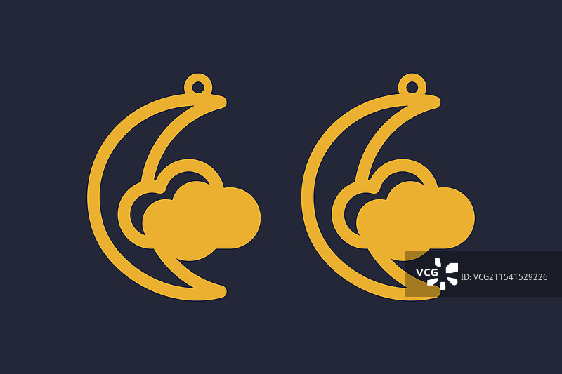 半月与云朵设计的耳环图片素材