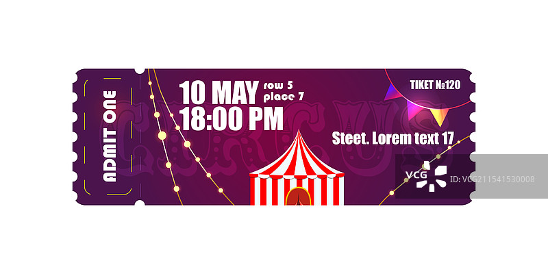 紫色背景上的马戏团门票图片素材