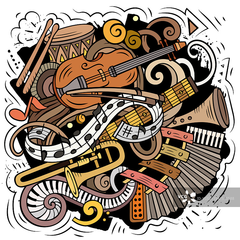 卡通涂鸦经典音乐图片素材