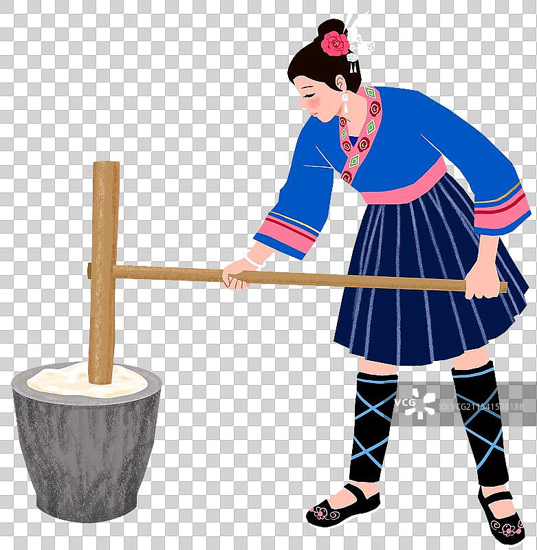 打糍粑的少数民族女子图片素材