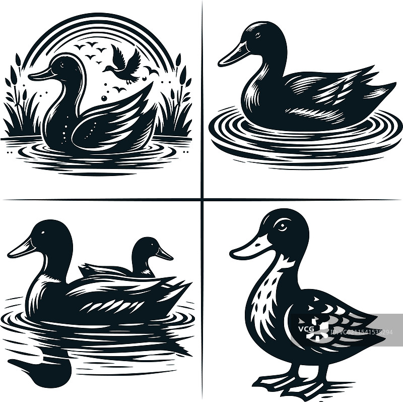 鸭子剪贴画剪影文件 鸭子狩猎图片素材