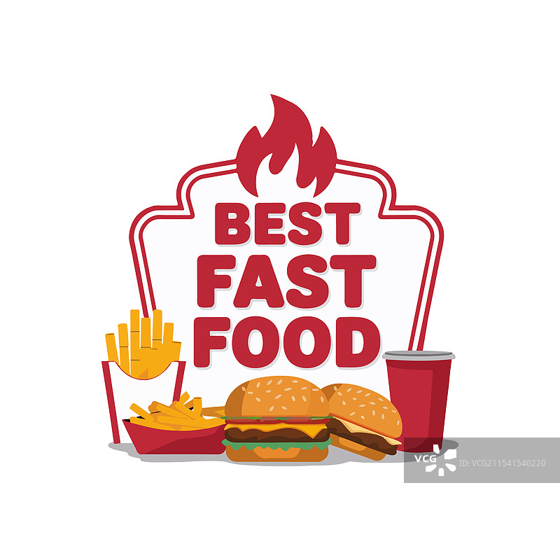 汉堡、薯条和可乐的艺术，最佳快餐图片素材