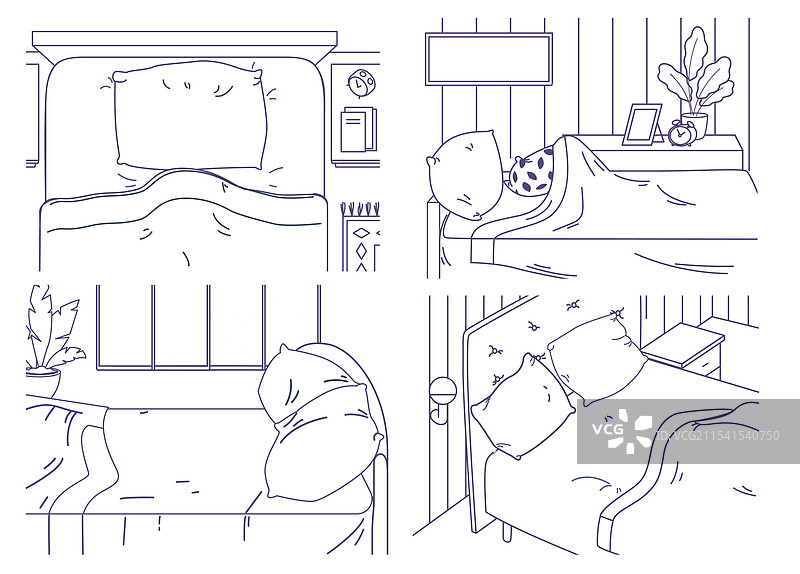 卧室轮廓设计室内隔离平面图集图片素材