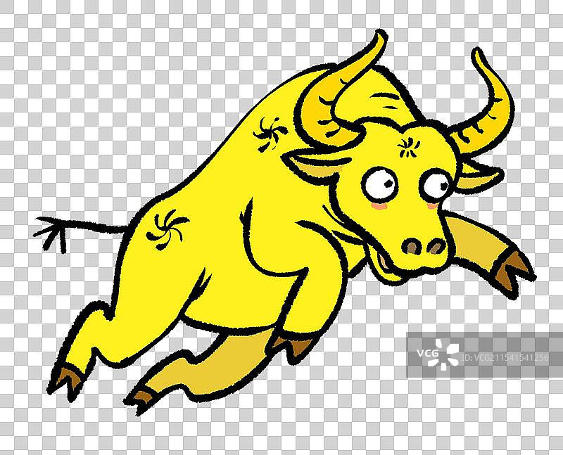 金牛座跃起的牛十二星座卡通漫画动物元素图片素材