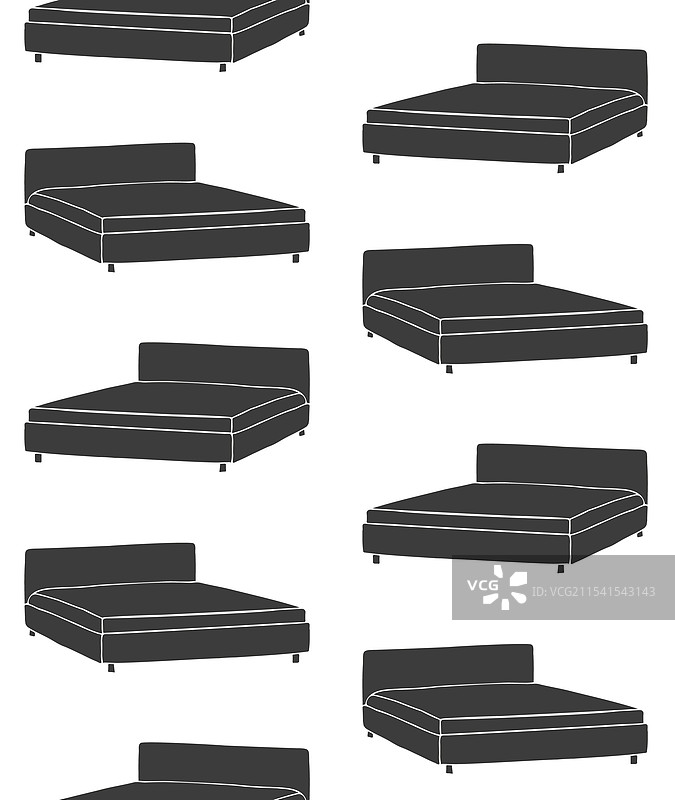 手绘床的无缝图案图片素材