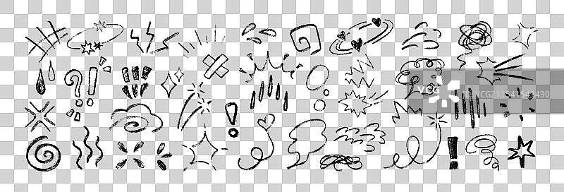 手绘线条运动元素粉笔涂鸦图片素材