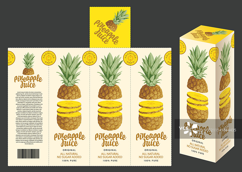 菠萝汁的纸板包装盒图片素材