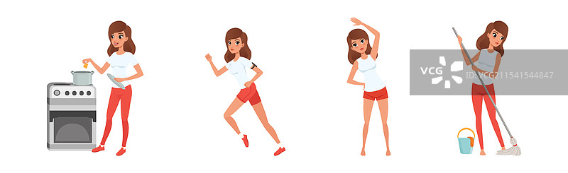 女性日常生活和活动安排图片素材