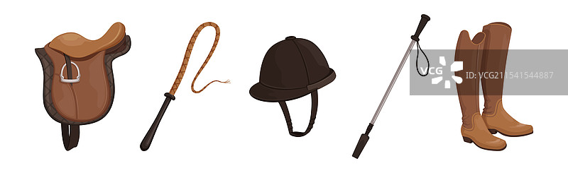马术运动器材和不同的配件图片素材