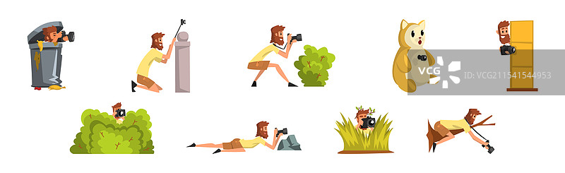 男摄影师使用专业设备拍照图片素材